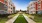 a courtyard between buildings