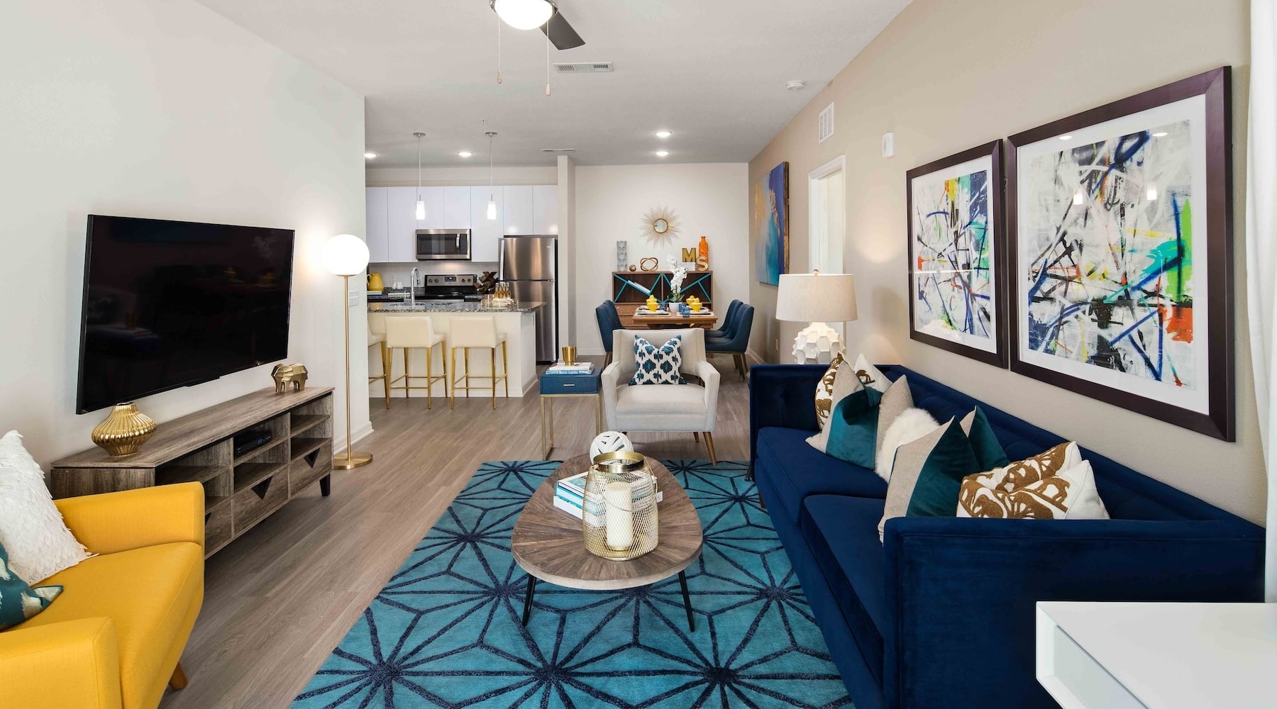 living room connected to kitchen